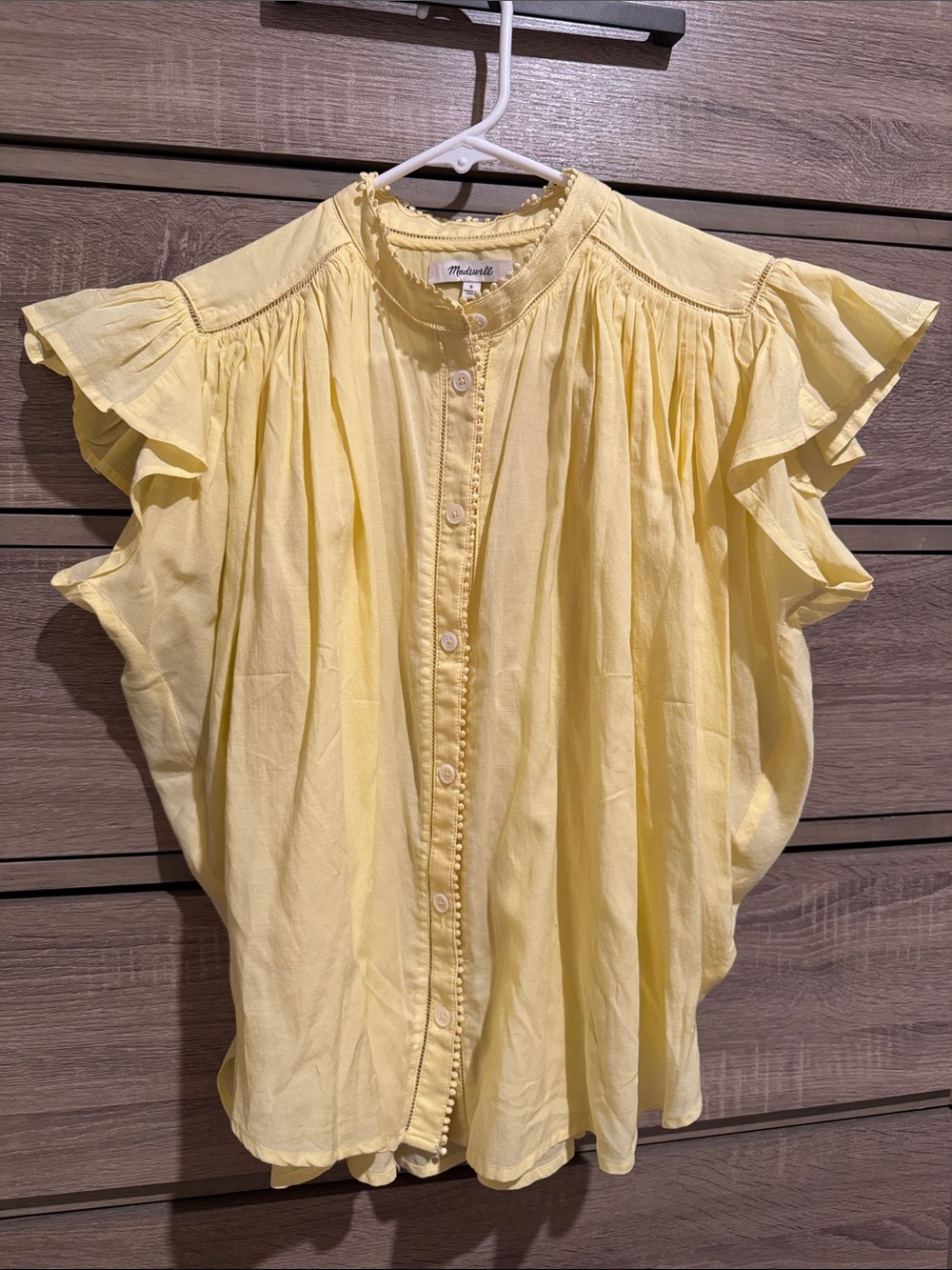 Madewell Yellow Ruffle Sleeve top